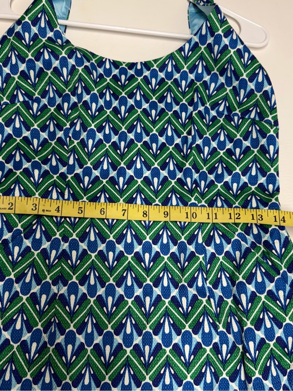 Boden Blue & Green Geometric Midi Dress size 4R NWT - Picture 4 of 10